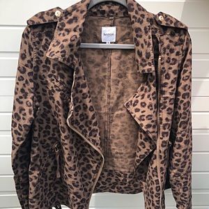 Kensie Jeans Leopard Moto Jacket Size M 